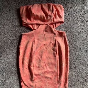 Peach Strapless Midi Dress